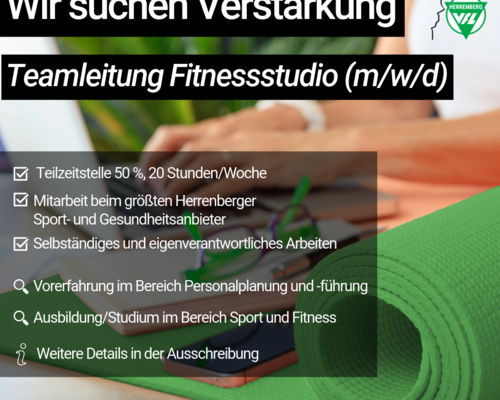 Ausschreibung Teamleitung Fitnessstudio (m/w/d)