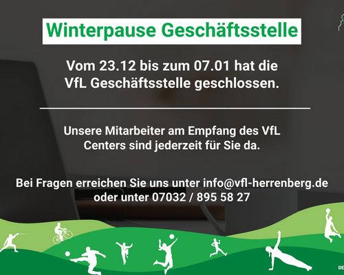 Winterpause Geschäftsstelle